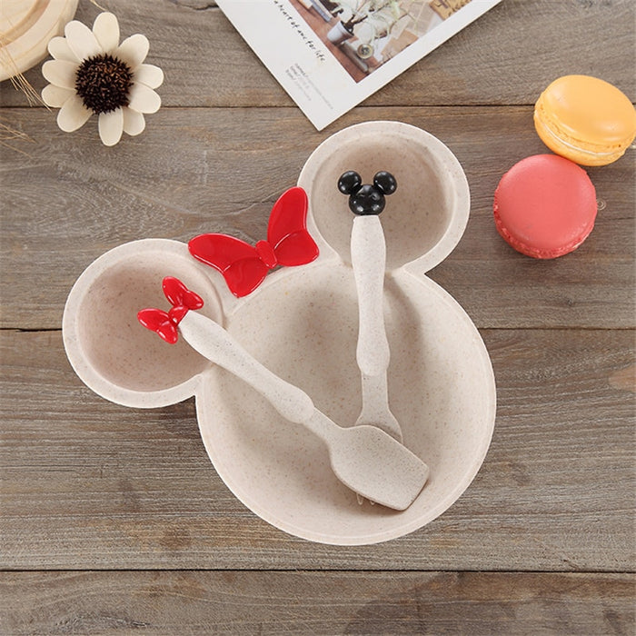 3 Pcs Children Baby Bamboo Tableware