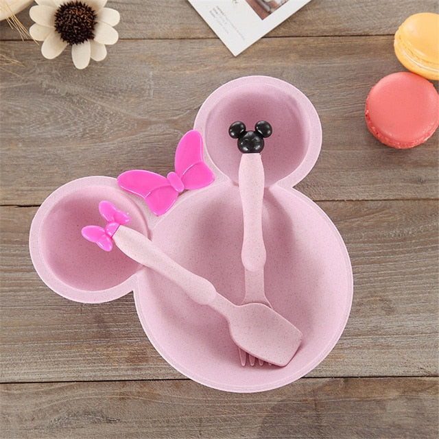 3 Pcs Children Baby Bamboo Tableware