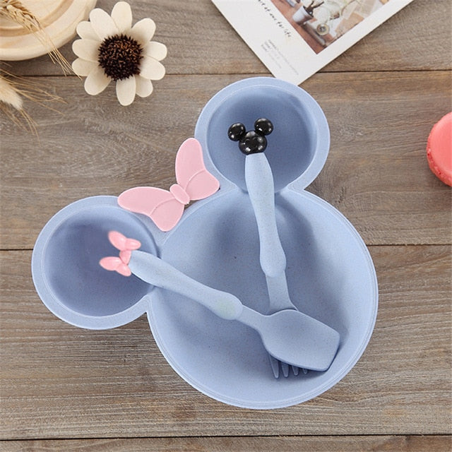 3 Pcs Children Baby Bamboo Tableware